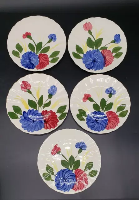 5 Vintage Blue Ridge Pottery Scallop Dish 6.25" Chrysanthemum Colonial Set Lot 3