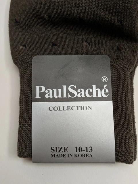 Neuf avec étiquettes 2 paires de chaussettes habillées pour hommes en coton vert et marron nylon Paul Sache taille10-13 2