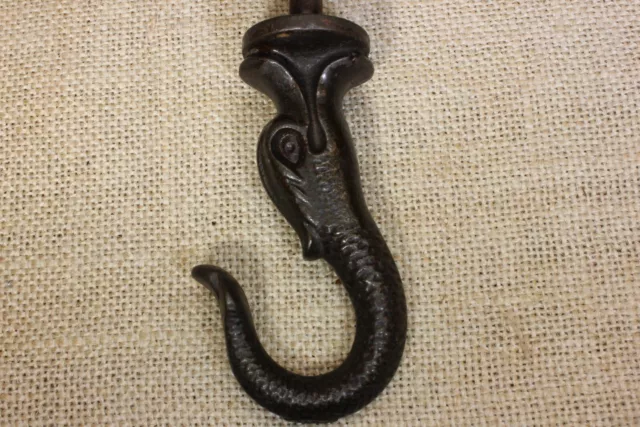 Old Ceiling Lamp Hook Sea Serpent Dolphin Bird Cage Hanger Iron Vintage Finish 3