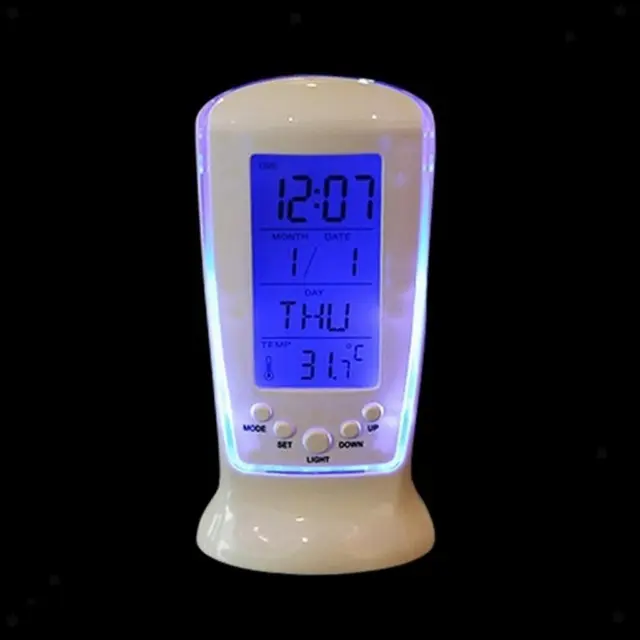 Sveglia digitale con display della temperatura retroilluminato blu per scaffali
