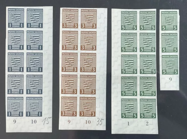 SBZ PROVINZ SACHSEN WAPPEN 1945 10 mal 1 Pf 10 mal 3 Pf 13 mal 5 Pf  postfrisch 