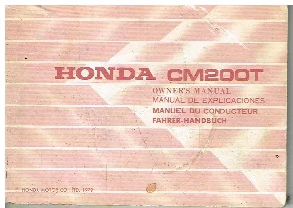 Honda Cm200T Orig. 1979 Owners Instruction & Maintenance Handbook Gb F D E Text