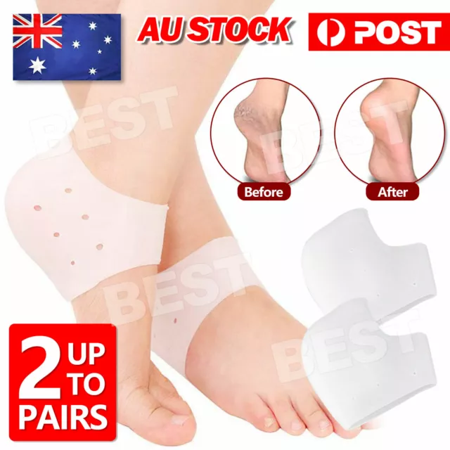 New Silicone Moisturizing Gel Heel Socks Cracked Foot Skin Care Protector AU