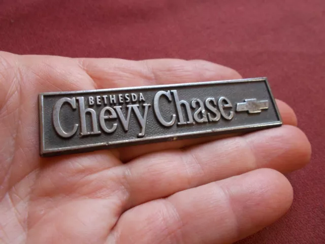 Vtg Chevrolet Dealership Emblem Badge Logo  Chevy Chase,Bethesda Bowtiemetal