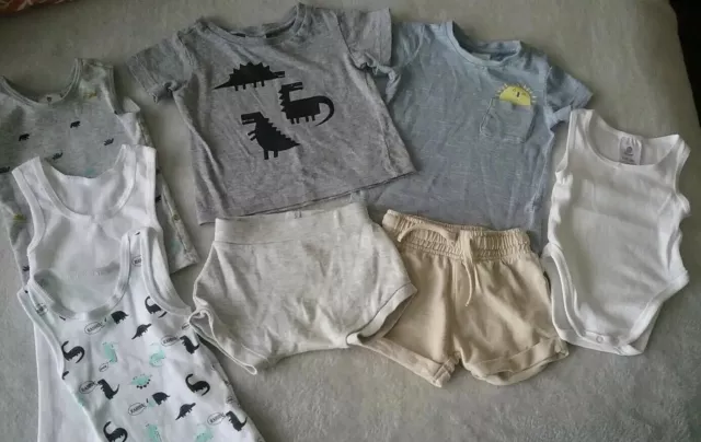 🤗8xBaby Boy Size 000 Bundle Singlets+Shorts+T Shirts+body Suit