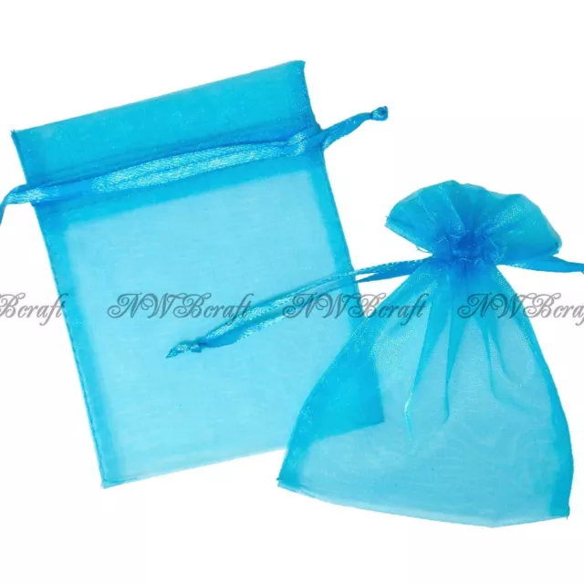 Turquoise/Aqua Organza Gift Favour Bags Wedding Jewellery Drawstring Pouches