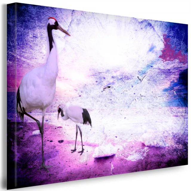 Leinwandbild Kranich Vogel Bild Wandbild  Kunstdruck Julia-Art XXL Top Qualität