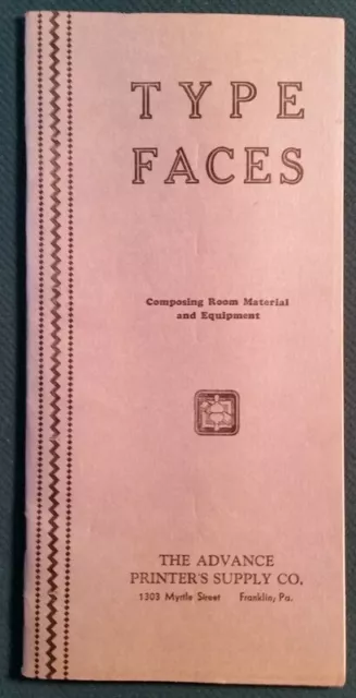 1935 Type Faces Equipment  Brochure Advance Printers Supply Co Franklin PA