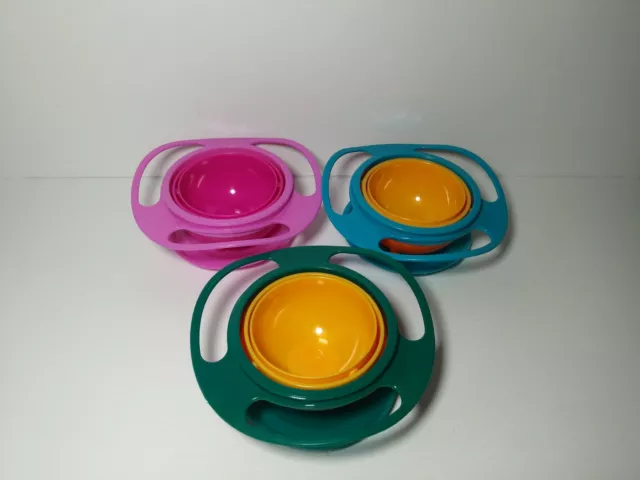 Useful 360 Degree Rotating Gyro-Bowl Children No Spill Bowl Baby Balance w/ Lid