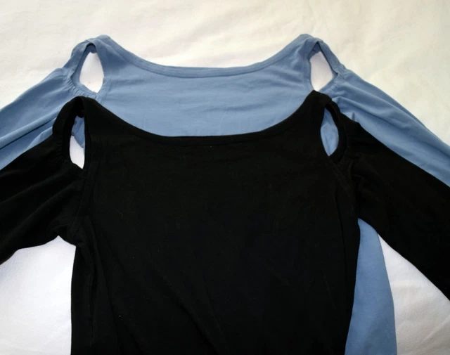 2 LUNA LUZ  Women's Tops XL Cold Shoulder Cut Outs Black Blue Tanks