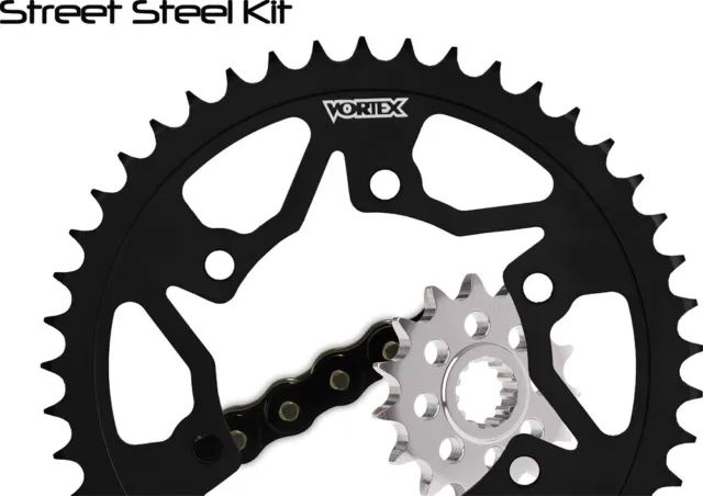 V3 Chain & Sprocket Kit Black SX Chain 525 16/46 Black Steel Vortex CK5122