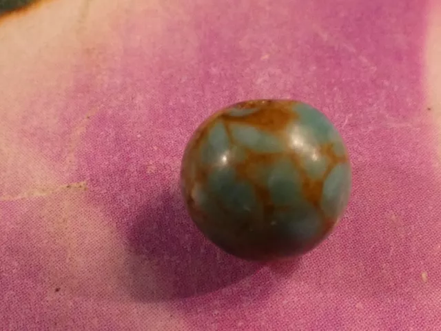 ANTIQUE HUBBELL GLASS TURQUOISE S.WEST TRADING POST COLLECTOR'S BEAD REAL 8.7 mm