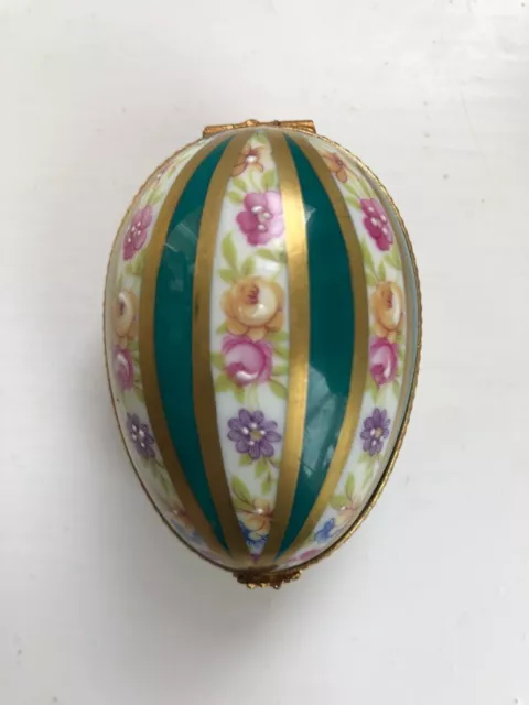 Vintage Limoges Porcelain China Egg Shaped Dubarry Trinket Box Easter Gift