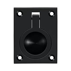 2-1/2" Height X 1-7/8" Width Flush Mount Square Ring Pulls Paint Black
