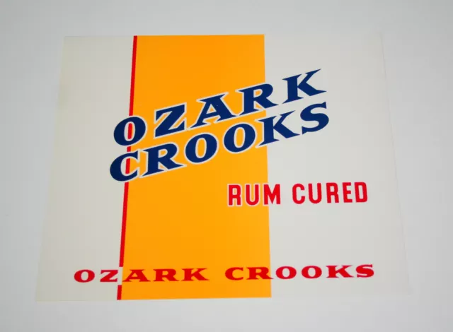 Lot 2 Lg Ozark Crooks Rum Cured Cigar Box Label Unused NOS New 1940-50s Tobacco