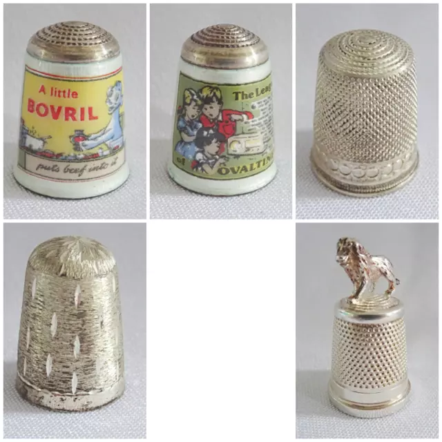 Vintage Silver Thimble 1980s Hallmarked Sterling  James Swann Enamel Advertising