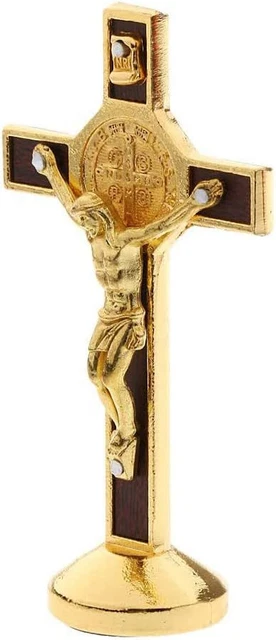 Hashcart Messing-Kruzifix Mit Kerzenständer – 15,2 Cm Jesus Figur Für Tischdekoration – Religiöses Deko Für Zuhause