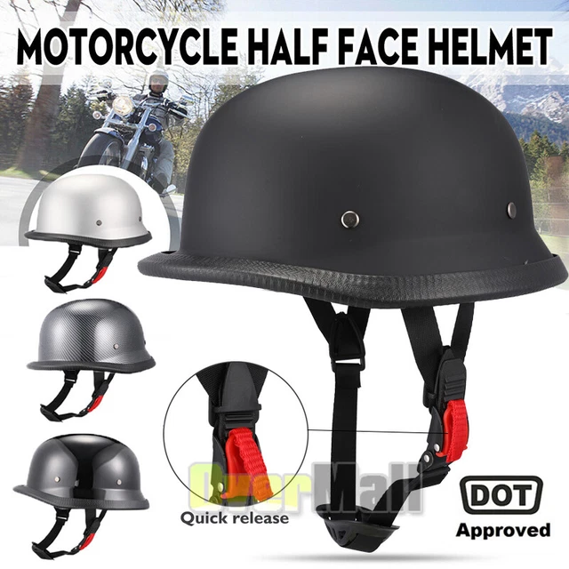 German Novelty Black Helmet With Q-Release DOT Approved Motorcycle Half Helmet