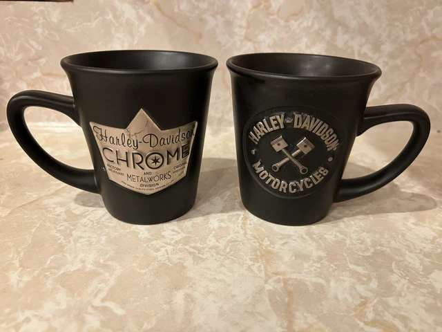 2 Harley Davidson Black Ceramic Coffee Mug