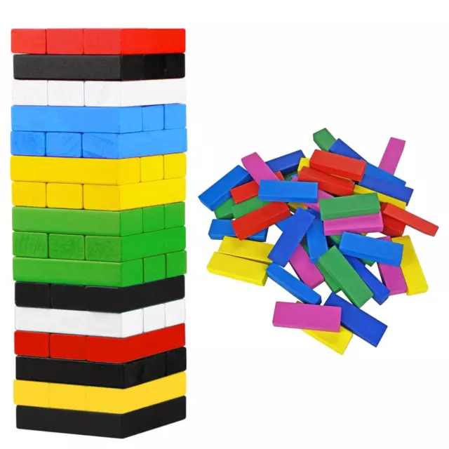 480pcs Coloured Wooden Tumbling Dominoes Games For Kids Childrens Xmas Play Toy