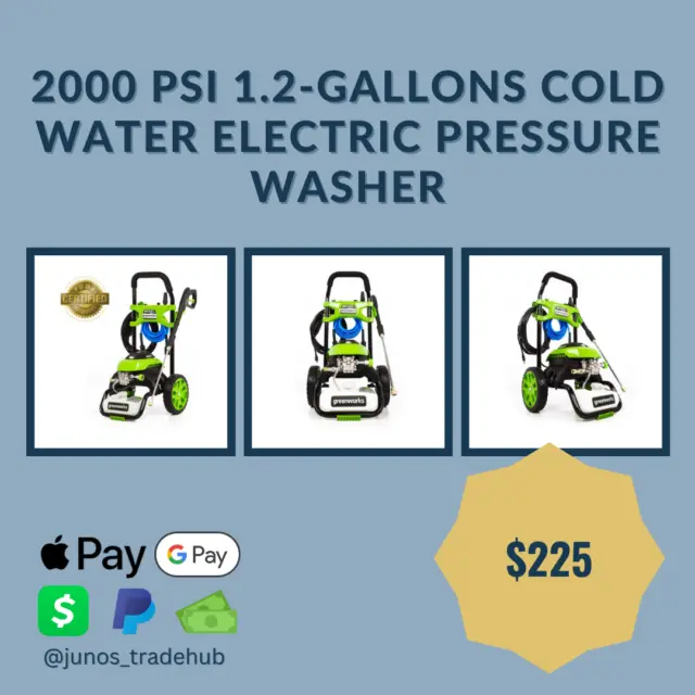 2000 PSI 1.2-Gallons Cold Water Electric Pressure Washer