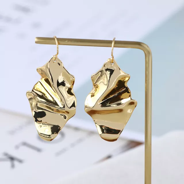 Alexis Bittar Gold Crumpled Metal Dangle Post Drop Earrings Frwomen