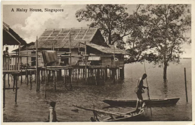 PC SINGAPORE MALAY HOUSE, VINTAGE POSTCARD (b53684)