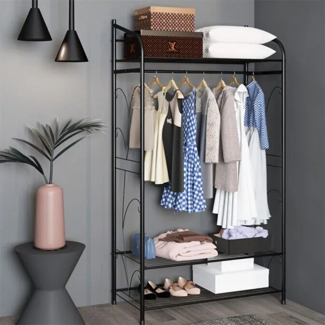 Strong Metal Clothes Rail Display Rack Coat Hat Stand Free Standing Garment Rack