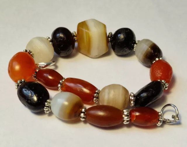A Beautiful Bracelet Of Ancient Agate, Carnelian, Garnet Beads
