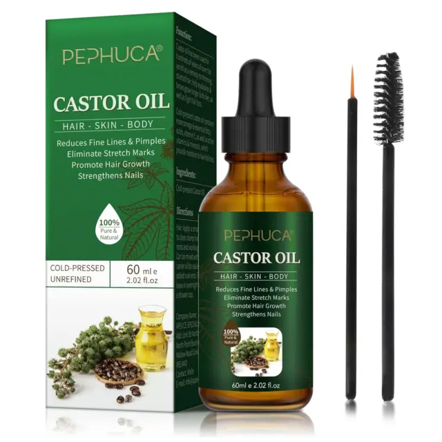 Rizinusöl - Bio Castor Oil Für Haar, Wimpern, Augenbrauen, Bart, Nägel, 100% Rei