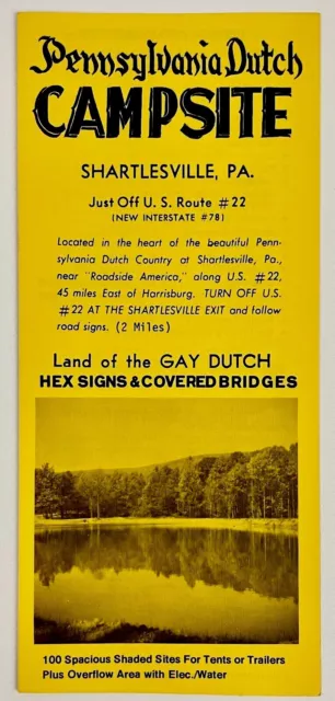 1970s Pennsylvania Dutch Campsite Shartlesville VTG Brochure Hex Signs Bridge