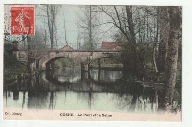 COSNE SUR LOIRE - Nievre - CPA 58 - le pont et la Seine - Carte couleur