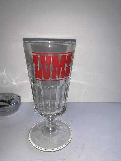 Lums Restaurant Large Sundae Milkshake Beer Glass 1970's-80's 8 1/2" Tall