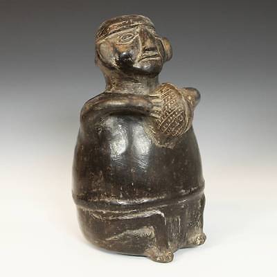 Pre-Columbian Figural Vessel Blackware Chimu Peru South America 1000 - 1450 Ad 2