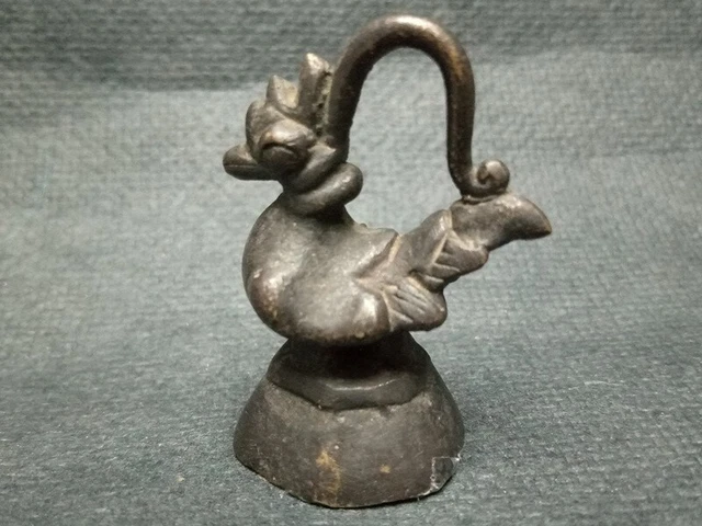 Rare Bronze Animal Opium Weight Burma Mythical Hamsa Bird  80g.#BB009