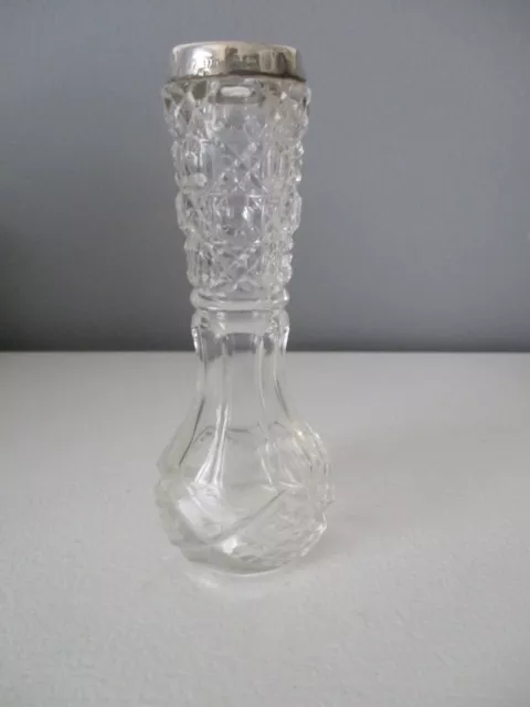 vase vintage en verre poinçon argenté