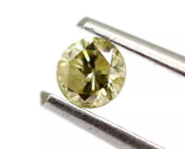 0.138 CT Naturel Diamant Desseré Superbes Coupe Ronde Jaune Couleur / SI3 Clarté