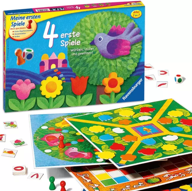 4 Erste Spiele Ravensburger Spielesammlung Brettspiel Kleinkinder Farbwürfel