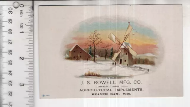 J.S. Rowell Mfg Co Winter Landscape Victorian Trade Card 3"x5" VTC-XC242