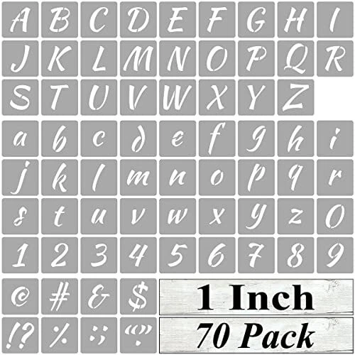 Plantillas de letras del alfabeto para pintura - paquete de 70 letras y número 1 pulgada