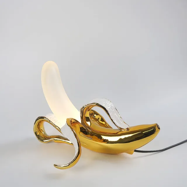 Modern Banana Table Lamp Plating Resin Fruit Desk Lamp Light,Banana Decoratio...