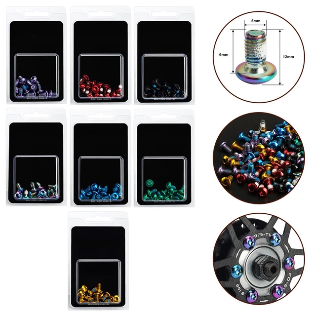 MyncbD Viti 1 pz Viti, Titanio, M5x10 12mm, per Dischi Freno a Disco per Mountain Bike e Bici da Strada T25 Torx Head Bike Dischi (Color