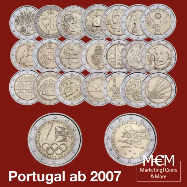 ### 2 Euro Gedenkmünzen Portugal  2007 - 2023 Sofort Lieferbar ###