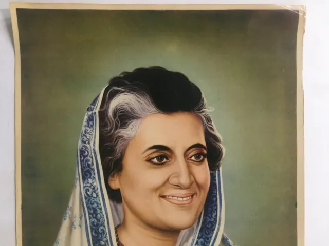 India Vintage Politica Stampa Indira Gandhi 13.75in x 19.5 2
