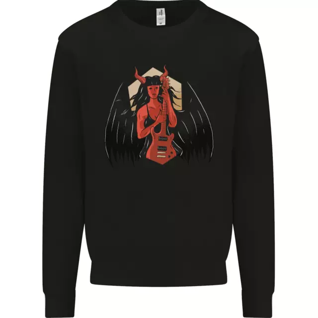 Diavolo Donna Chitarra Death Heavy Metal Rock Bambini Felpa Maglione