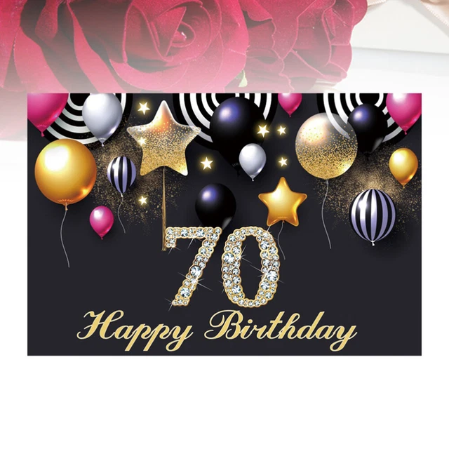 Toile de fond joyeux 70e anniversaire à paillettes argentées et noires