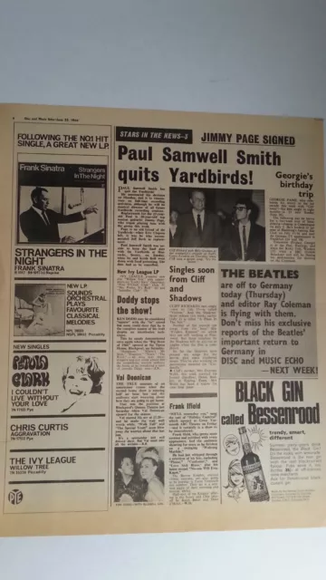 LED ZEPPELIN 'Jimmy Page joins The YARDBIRDS'  1966 UK ARTICLE / clipping