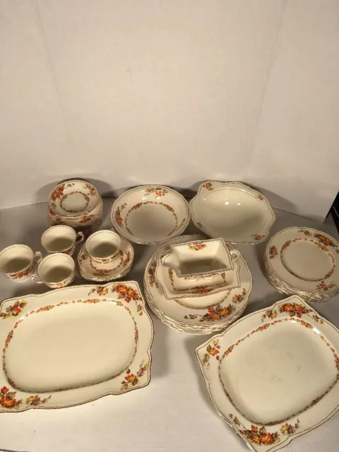 Royal Winton Grimwades England Maple Leaf Set of Plates Bowls Cups & Dishes 40pc