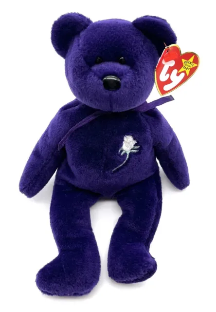 Ty Beanie Babies “Princess” the Princess Diana Purple Teddy Bear 1997