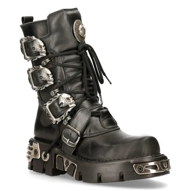 New Rocks Man NEW ROCK 391 S1 Black Metallic Reactor Punk Goth Rock Biker Unisex ...